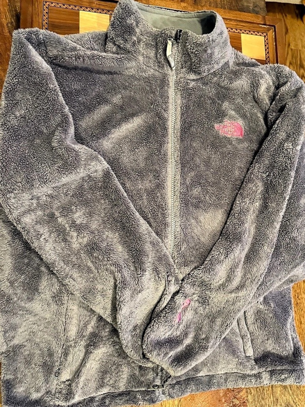 The North Face Pink Ribbon Osito 2 Jacket Gray Fleece Jacket XL